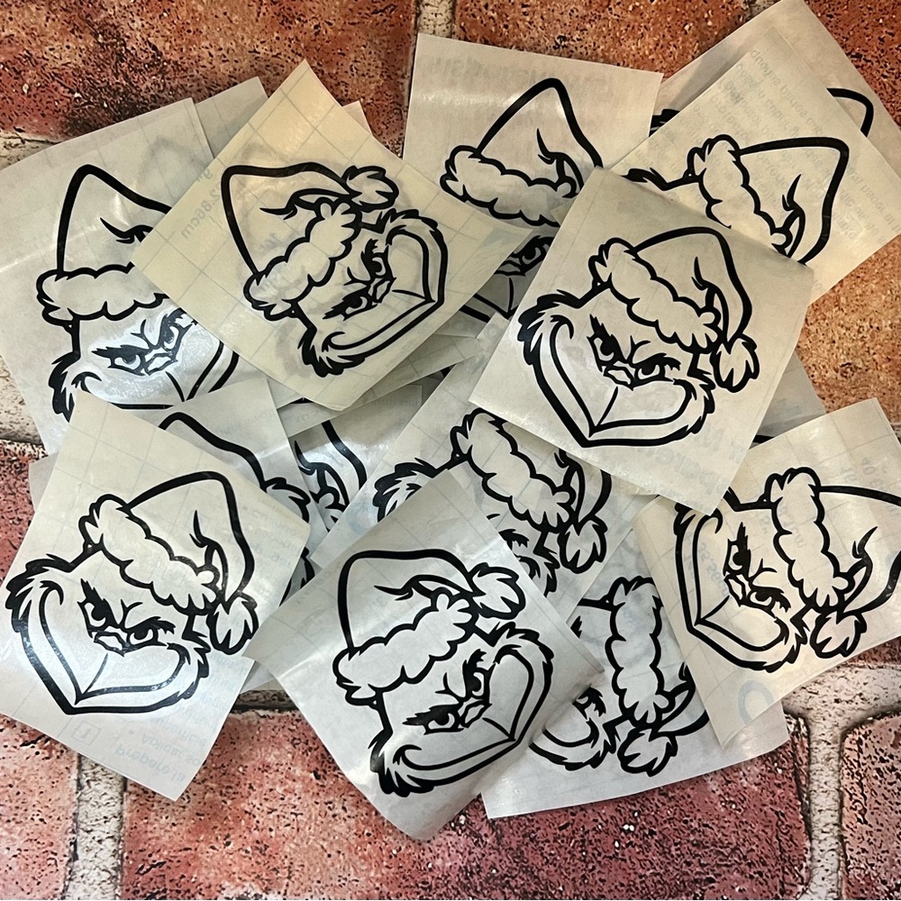 20 Grinch Decals with Santa Hat
